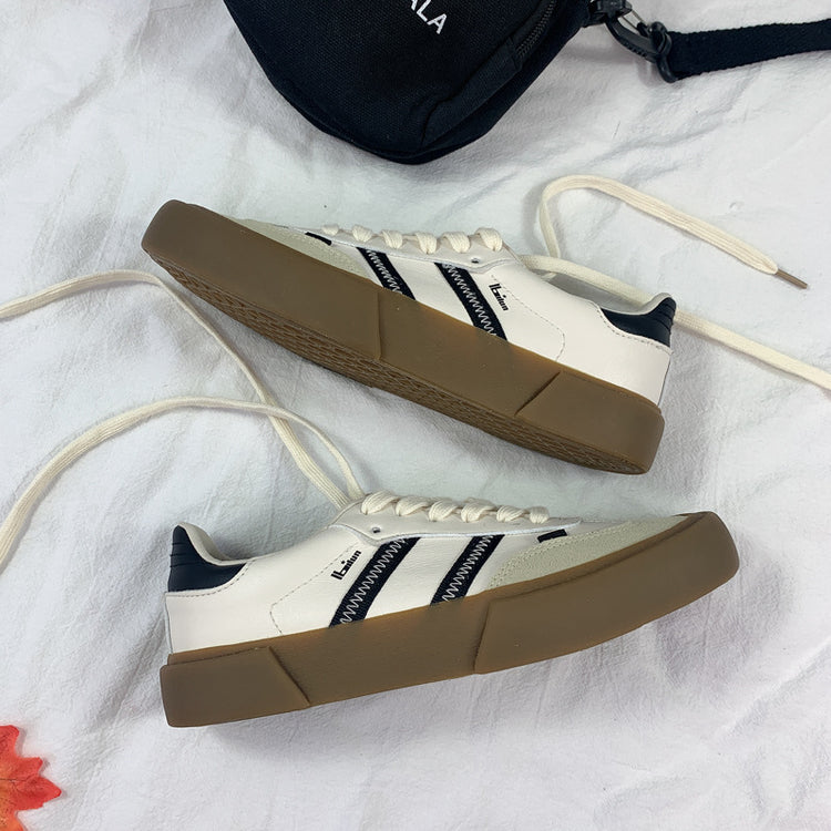 Autumn New Leather Retro White Shoes Couple Style Lion-Tree