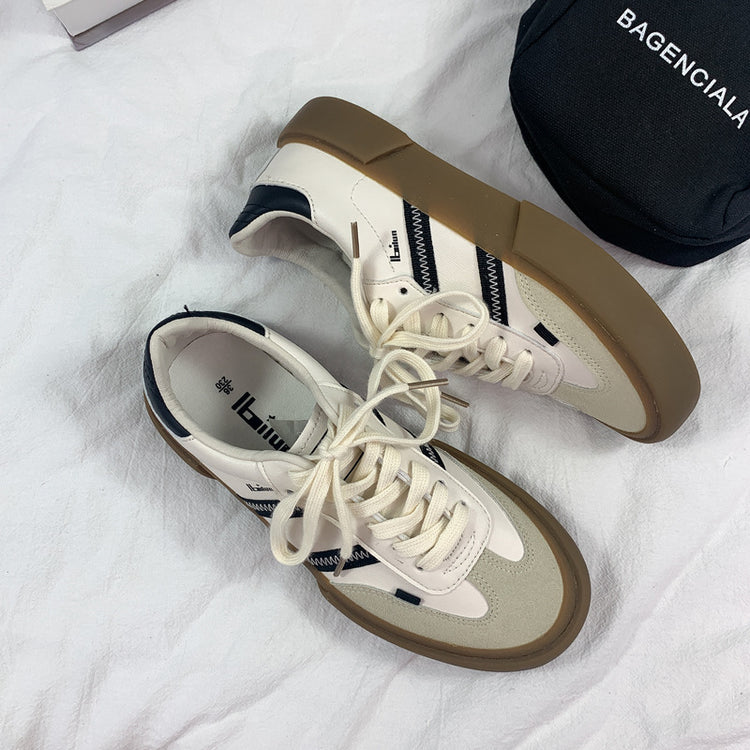 Autumn New Leather Retro White Shoes Couple Style Lion-Tree