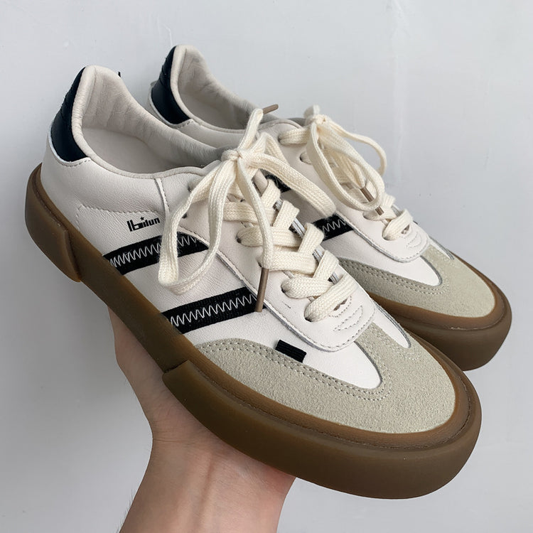 Autumn New Leather Retro White Shoes Couple Style Lion-Tree