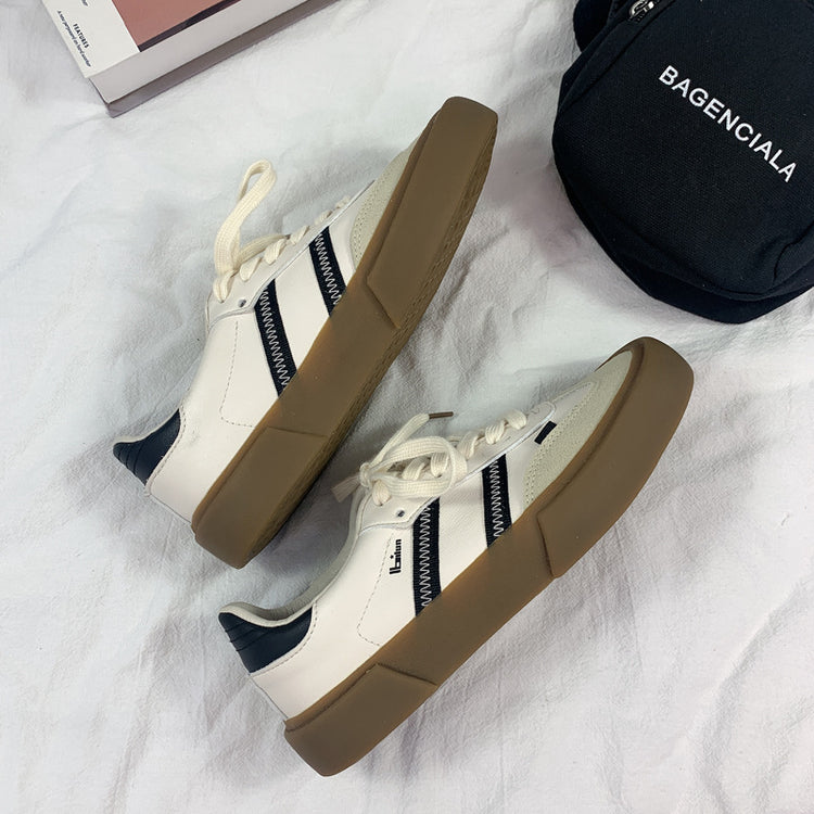 Autumn New Leather Retro White Shoes Couple Style Lion-Tree