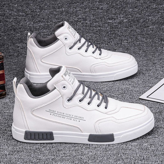 Fashionable High-top Leather Panel Shoes All-match Sports Lion-Tree