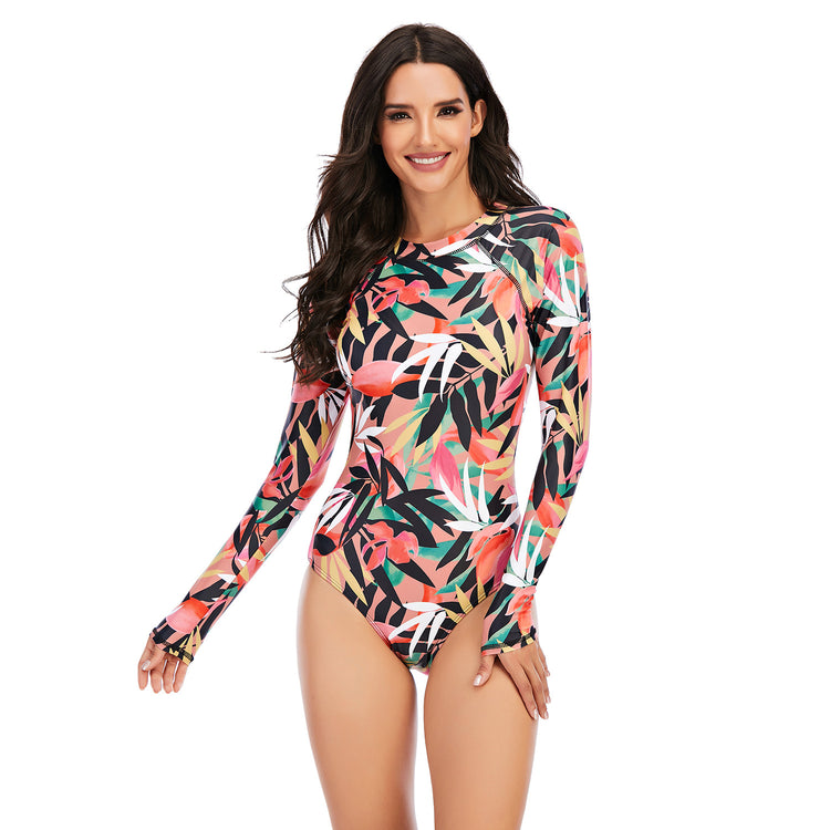 One-piece long-sleeved surfing suit swimsuit Lion-Tree