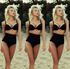 Solid color bikini swimsuit sexy black retro high waist bikini swimsuit Lion-Tree