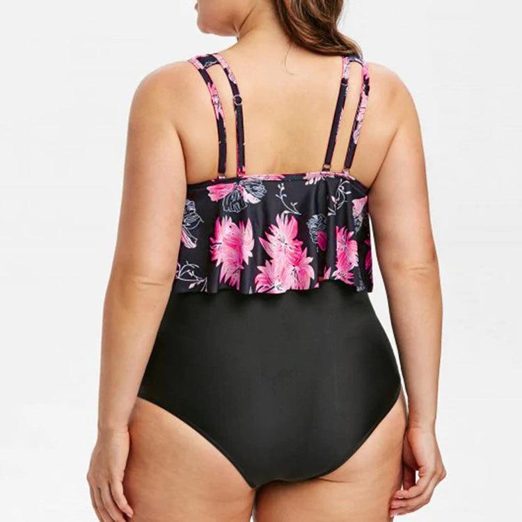 High waist lotus print swimsuit Lion-Tree