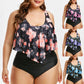 High waist lotus print swimsuit Lion-Tree