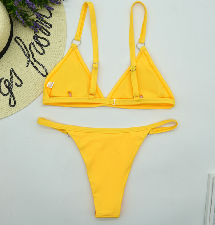 Solid color triangle bikini Lion-Tree