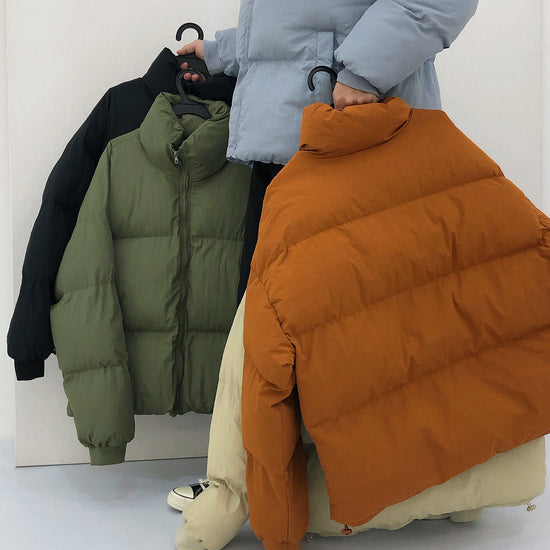 Winter Bread Clothes Simple Couple Loose Cotton Coat Cotton Coat Jacket Men Lion-Tree