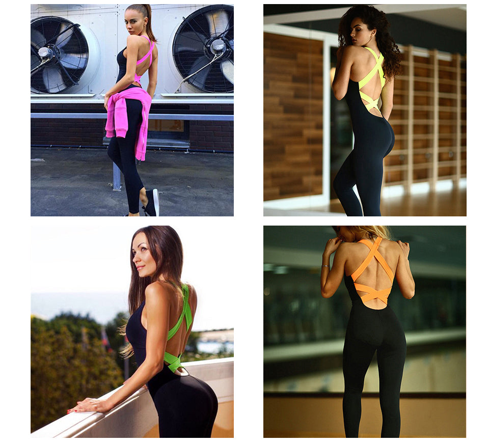 Workout Tracksuit For Women One Piece Sport Clothing Backless Sport Suit Running Tight Dance Sportswear Gym Yoga Women Set Lion-Tree