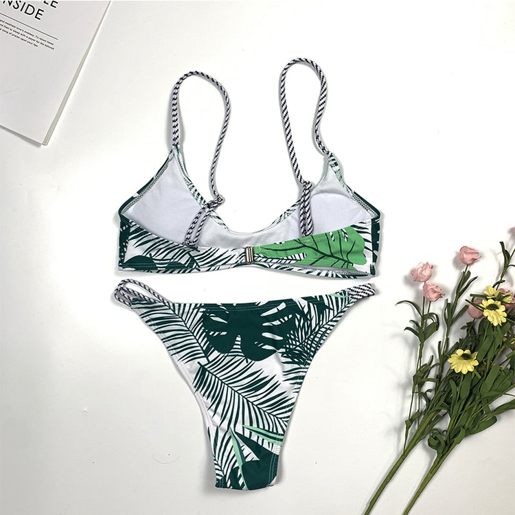 Leaf print split bikini Lion-Tree