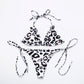 European and American new leopard ruffle bikini Lion-Tree