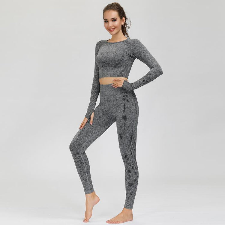 Seamless knitted sports quick-drying long sleeve yoga suit Lion-Tree