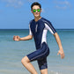 One-Piece Swimsuit Short-Sleeved Five-Point Sports Surfing Suit Men Lion-Tree