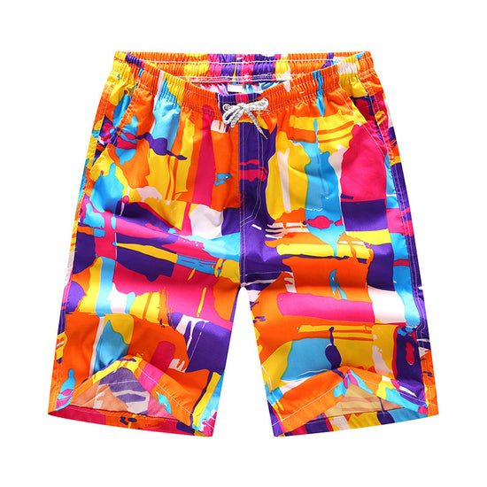 Summer New Loose Print Plus Size European And American Beach Pants Casual Shorts Lion-Tree