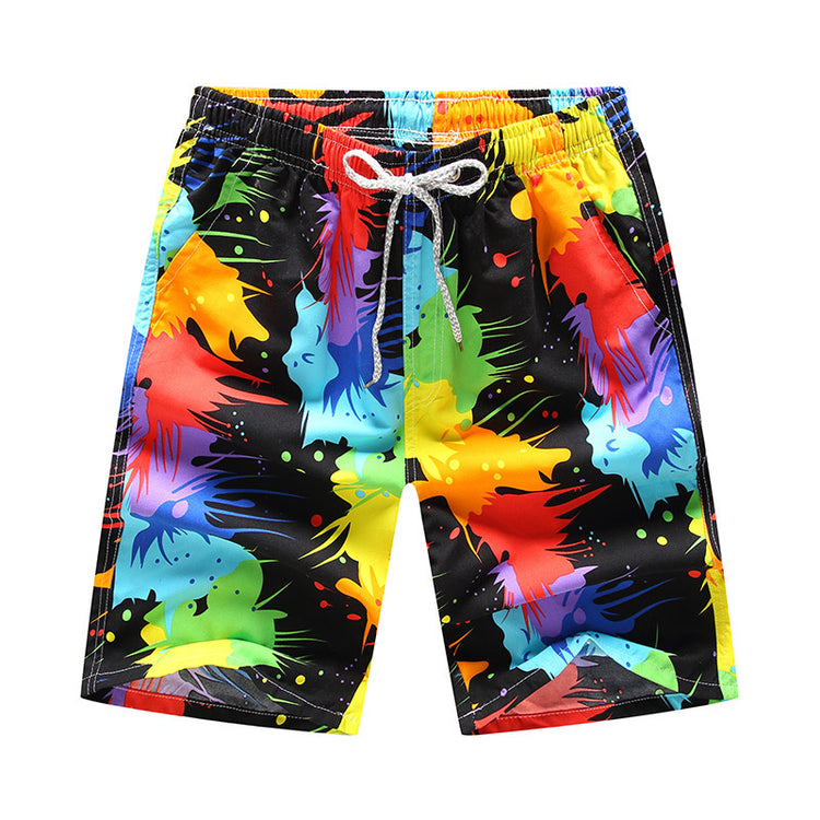 Summer New Loose Print Plus Size European And American Beach Pants Casual Shorts Lion-Tree