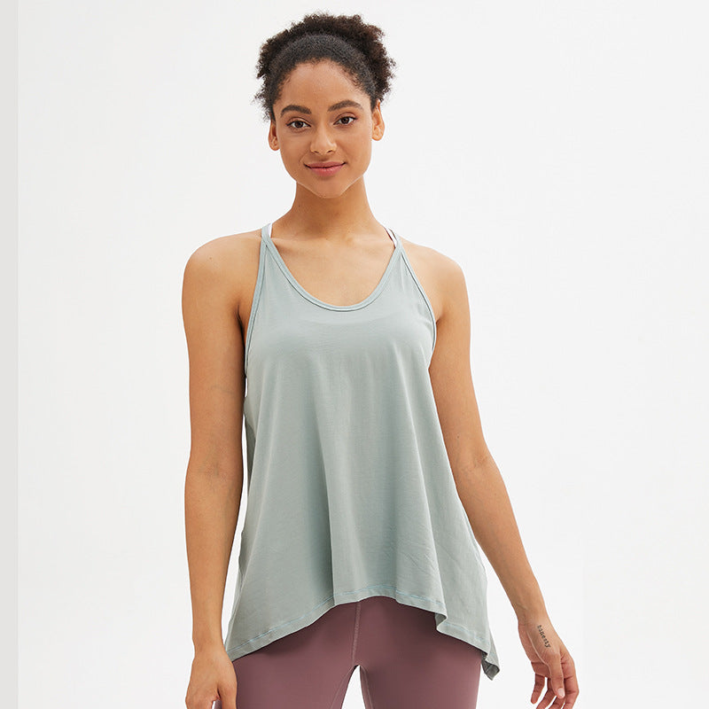 Cross-Border Hot Style Solid Color Loose Sleeveless Blouse, Wicking, Quick-Drying, Breathable Yoga Wear Sports Vest Women Lion-Tree