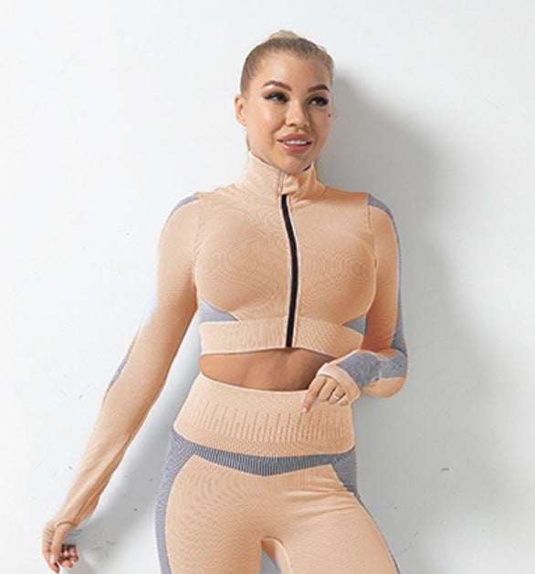 Autumn And Winter Seamless Jacket Zipper Suit Hip-Lifting Fitness Sports Yoga Wear Lion-Tree