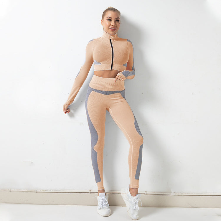 Autumn And Winter Seamless Jacket Zipper Suit Hip-Lifting Fitness Sports Yoga Wear Lion-Tree