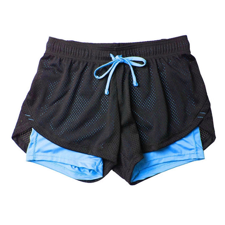 The New Drawstring Fake Two-Piece Running Training Quick-Drying Yoga Shorts Mesh Lion-Tree