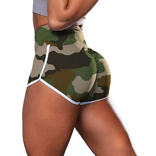 Ladies Camouflage Tie-Dye Print Hip-Up Fitness Casual Shorts Lion-Tree