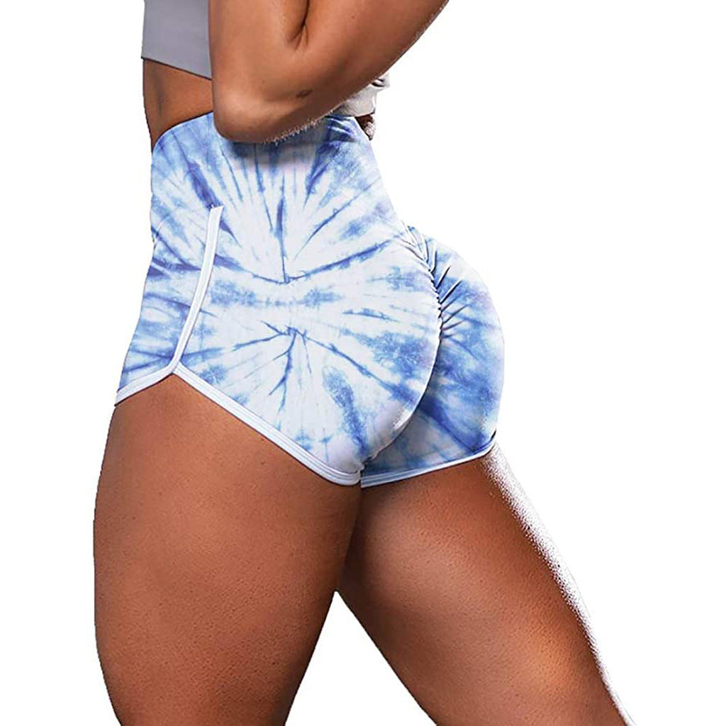 Ladies Camouflage Tie-Dye Print Hip-Up Fitness Casual Shorts Lion-Tree