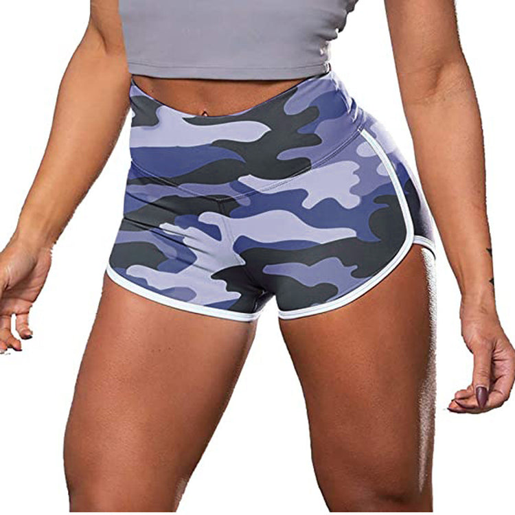 Ladies Camouflage Tie-Dye Print Hip-Up Fitness Casual Shorts Lion-Tree