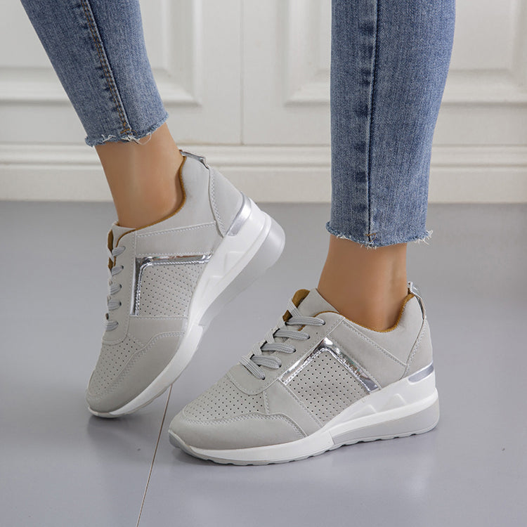 Sneakers Platform Wedge Heel Casual Shoes Lace-up Mesh Sneakers Lion-Tree