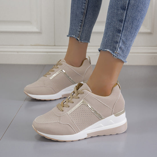 Sneakers Platform Wedge Heel Casual Shoes Lace-up Mesh Sneakers Lion-Tree