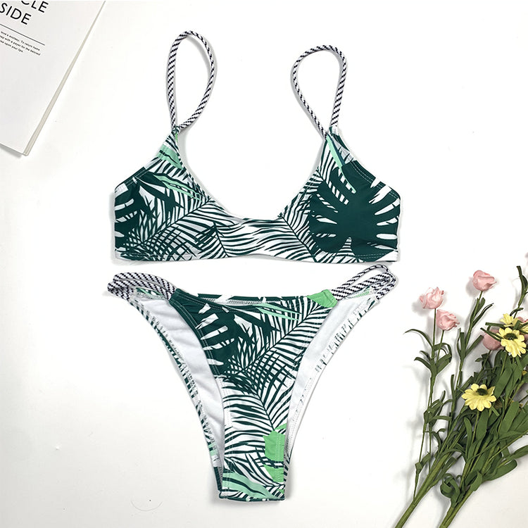 Leaf print split bikini Lion-Tree