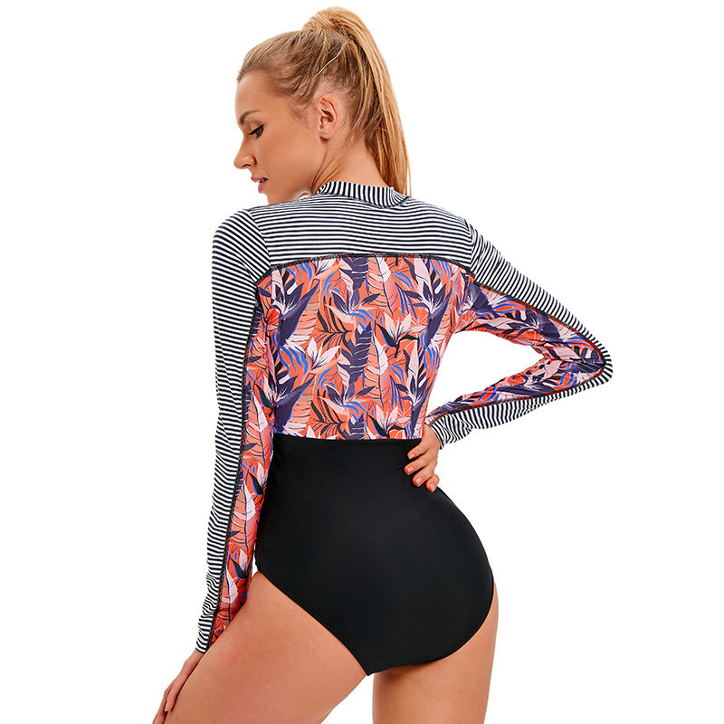 Ladies Long Sleeve Panel Conservative Swimwear Lion-Tree