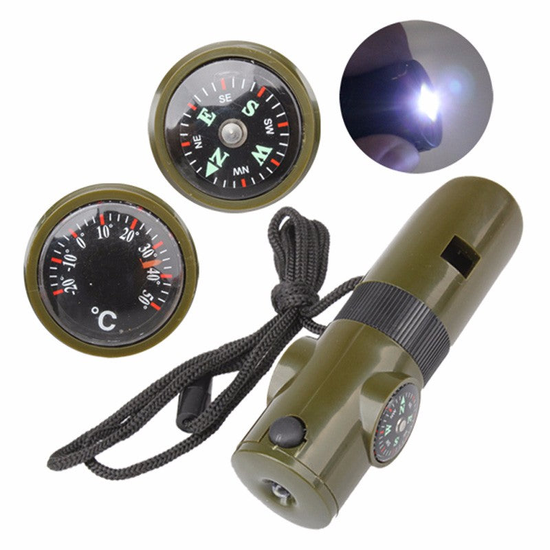 Off-the-shelf seven-in-one whistle multi-function compass survival whistle outdoor products Lion-Tree