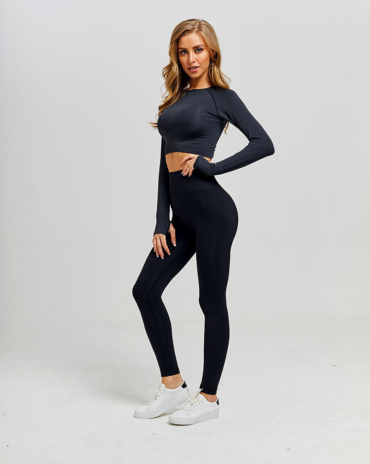 Seamless knitted sports quick-drying long sleeve yoga suit Lion-Tree