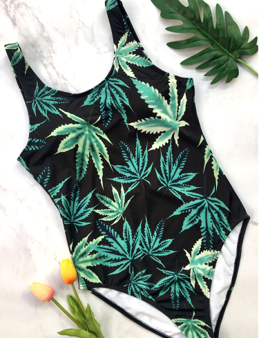 Amazon AliExpress Leaf Print Bikini One Piece Swimsuit Lion-Tree