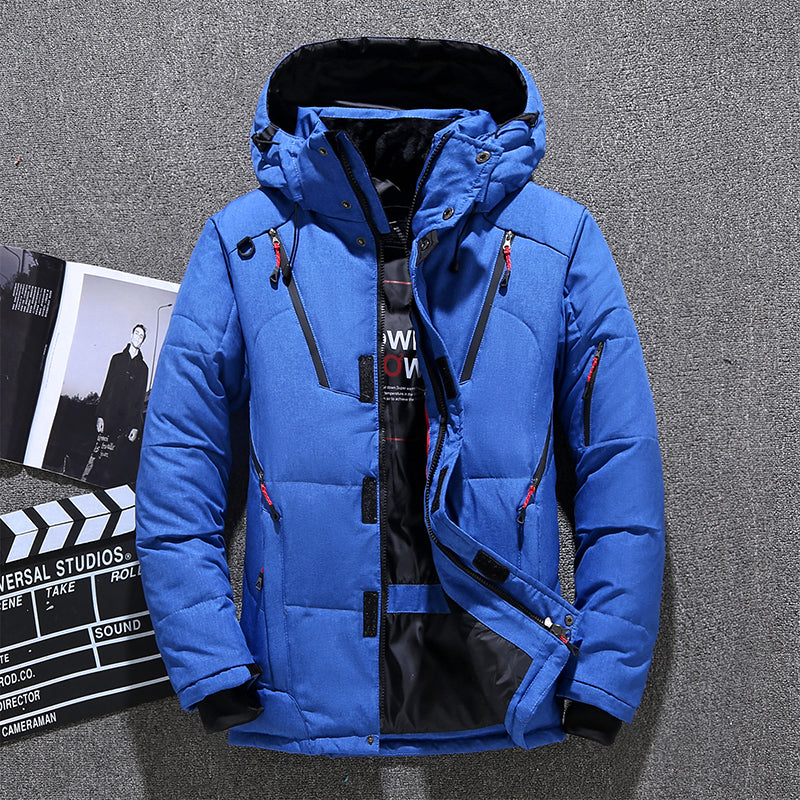 Winter Thick Men Jacket Solid Hooded Coats Hat Detachable Jacket Lion-Tree