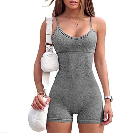 Spaghetti Strap Shorts Jumpsuit Sports Yoga Workout Tight Romper Women Fashion Fitness Sportwear Lion-Tree