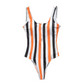 Zipper striped one-piece swimsuit Lion-Tree