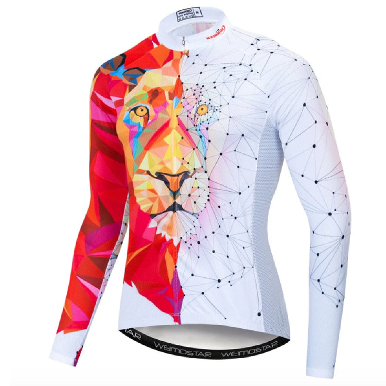 Red White Lion - Long Sleeve Cycling Jersey (Men) Lion-Tree