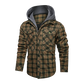 Men Long-sleeved Plaid Jacket Regular Fit Fleece Detachable Hoodies Jackets