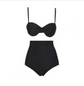 Solid color bikini swimsuit sexy black retro high waist bikini swimsuit Lion-Tree