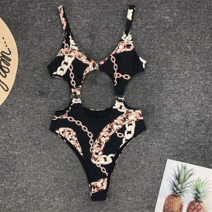 Sexy hollow stitching one-piece bikini Lion-Tree