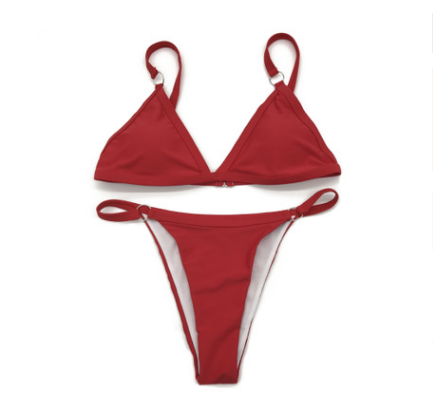 Solid color triangle bikini Lion-Tree