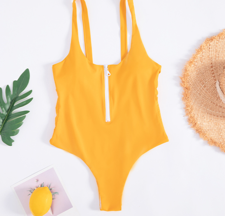 Bikini Zip Stripe One Piece Swimsuit Lion-Tree