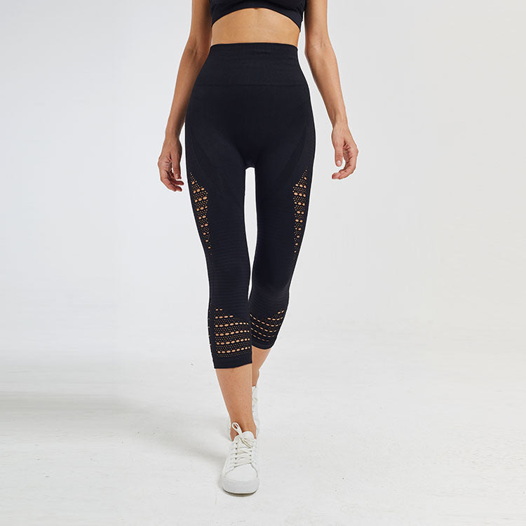 High Waist Stretch Sports Fitness Cropped Pants Lion-Tree