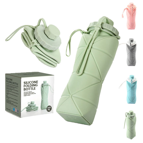 600ml Folding Silicone Water Bottle Sports Water Bottle Outdoor Travel Portable Water Cup Running Riding Camping Hiking Kettle Lion-Tree