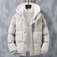 Fashion Hooded Jacket Men Winter Windproof Thickened Fake Two-piece Coat Solid Leisure Sports Cotton Jacket Lion-Tree