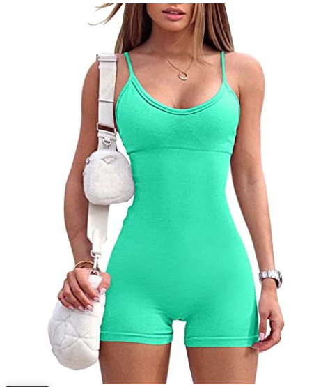 Spaghetti Strap Shorts Jumpsuit Sports Yoga Workout Tight Romper Women Fashion Fitness Sportwear Lion-Tree