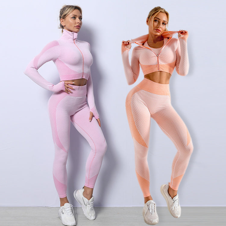 3PCS Yoga Set Seamless Sport Set Women Gym Clothing Leggings Women Crop Top Sports Bra Women Fitness Gym Set Womens Outfits Tracksuit Lion-Tree