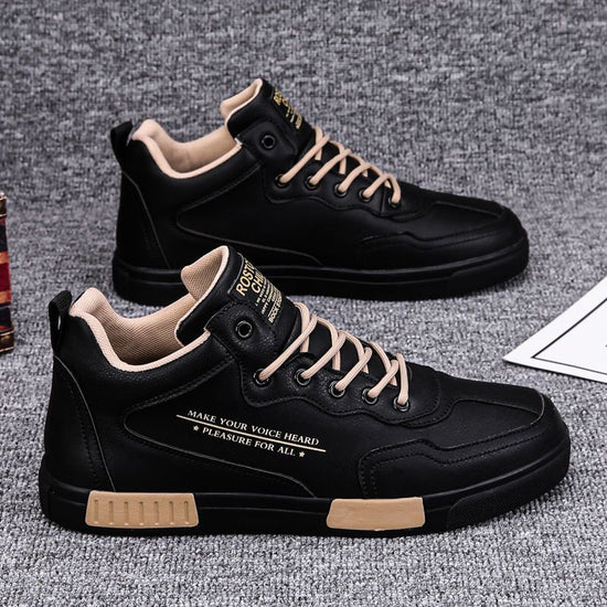 Fashionable High-top Leather Panel Shoes All-match Sports Lion-Tree