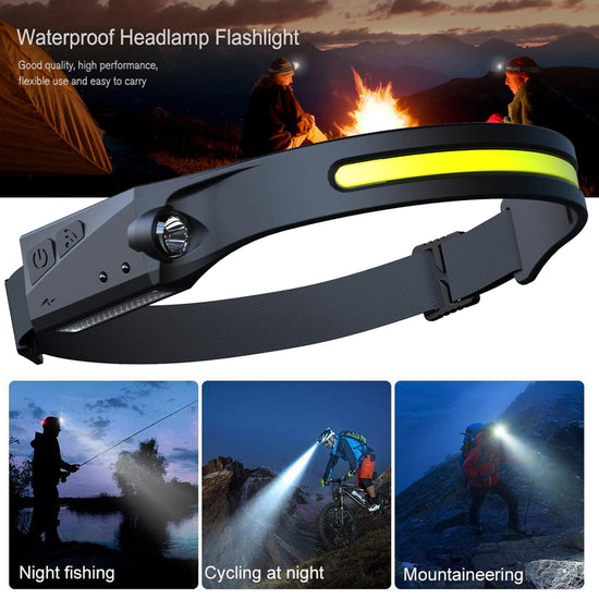 COB LED Induction Riding Headlamp Flashlight USB Rechargeable Waterproof Camping Headlight With All Perspectives Hunting Light Lion-Tree