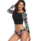 Backless Long Sleeve Bikini Swimsuit Women Sunscreen Swimwear Lion-Tree