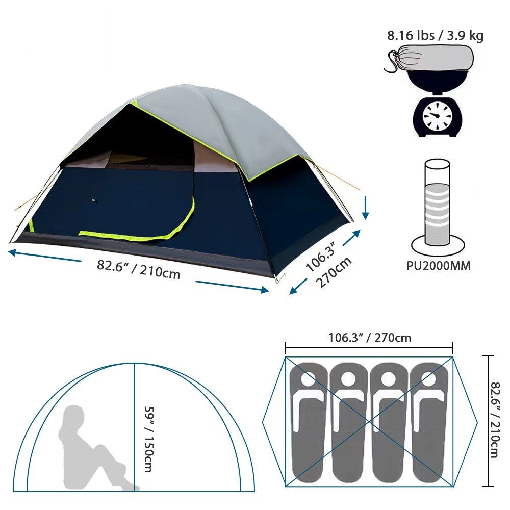 4 Person Black Coated Darkroom Tent For Camping Family Backpacking Tents Lion-Tree